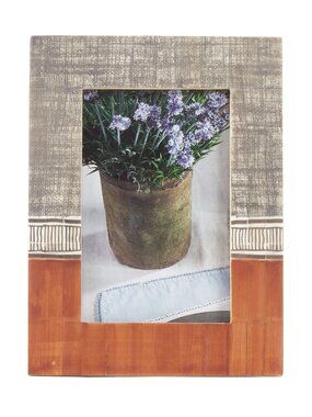 Two-Tone Buffalo Bone Frame, Mdf, Glass, and Iron Hardware 4" X 6" Photo